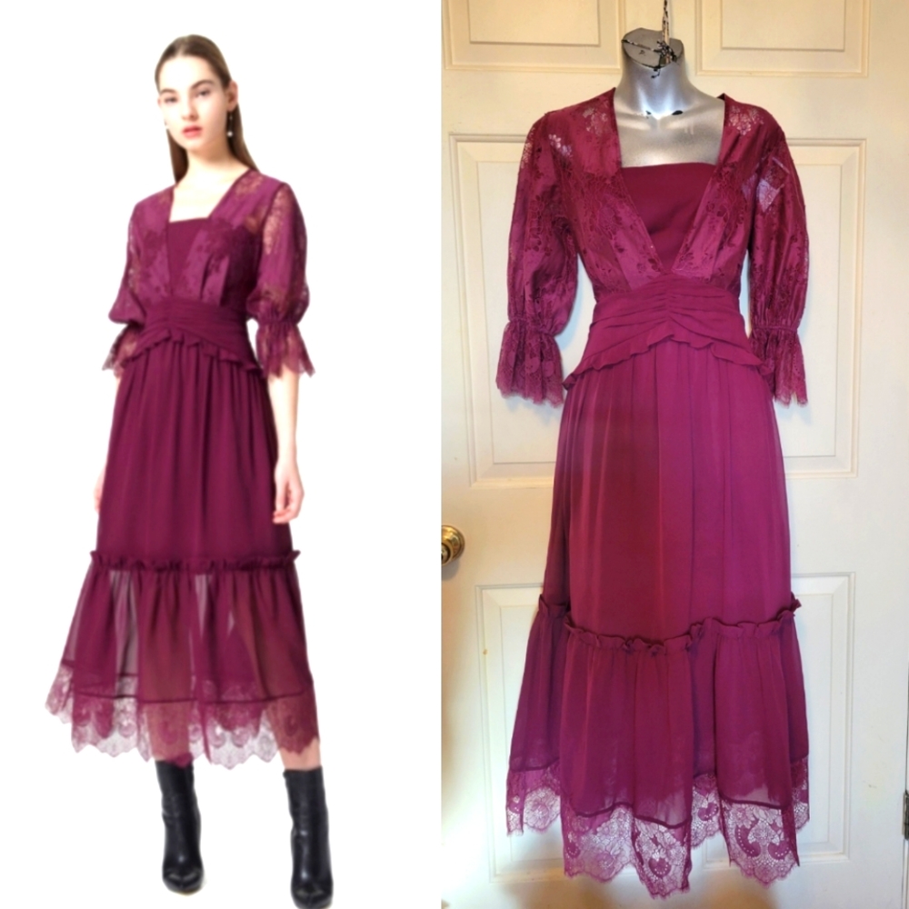 THREE FLOOR burgundy lace dress